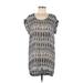 H&M Casual Dress - Shift Scoop Neck Short sleeves: Black Chevron/Herringbone Dresses - Women's Size 6