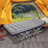 ShangQuan WuLiu Folding Camping Cot w/ Cotton Mattress Portable Sleeping Cot for Camp Office in Blue/Black | 14 H x 28 W x 75 D in | Wayfair