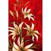 Bay Isle Home™ Lillies on Burgundy - Wrapped Canvas Print Metal | 48 H x 32 W x 1.25 D in | Wayfair 9D1AB9300993475E8123221E0C88B01B