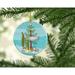 The Holiday Aisle® Moonlight Gourami Merry Christmas Ornament Ceramic/Porcelain in Gray/Green | 2.8 H x 2.8 W x 0.15 D in | Wayfair