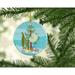 The Holiday Aisle® Elephant Ear Betta Merry Christmas Ornament Ceramic/Porcelain in Blue/Green/White | 2.8 H x 2.8 W x 0.15 D in | Wayfair