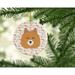 The Holiday Aisle® Elo Dog Merry Christmas Hanging Figurine Ornament Ceramic/Porcelain in Blue/Brown/Pink | 2.8 H x 2.8 W x 0.15 D in | Wayfair