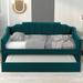 Twin Size Upholstered Sofa Bed Polyester Daybed with Wheeled Trundle