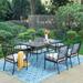 7-Piece Patio Dining Set Steel Panel Table & 6 Dining Arm Chairs