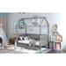 Twin Size Whimsical Low-Profile Wood House Bed Platform Daybed with 2 Storage Drawers and Fence-shaped Guardrail