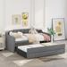 Twin Size Home Office Linen Sofa Bed Storage Upholstered Daybed with Trundle / 3 Drawer / Vertical Channel Back / Curved Arms