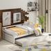 Twin Size Wood Sofa Bed Versatile Daybed with Hideaway Trundle