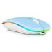 2.4GHz & Bluetooth Mouse Rechargeable Wireless Mouse for Nokia C21 Bluetooth Wireless Mouse for Laptop / PC / Mac / Computer / Tablet / Android RGB LED Sky Blue