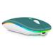 2.4GHz & Bluetooth Mouse Rechargeable Wireless Mouse for Pad X6 Bluetooth Wireless Mouse for Laptop / PC / Mac / Computer / Tablet / Android RGB LED Deep Green