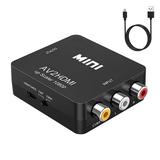 RCA to HDMI AV to HDMI Converter 1080P Mini RCA Composite CVBS Video Audio Converter Adapter Supporting PAL/NTSC for TV/PC/ PS3/ STB/Xbox VHS/VCR/Blue-Ray DVD Players