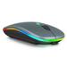 2.4GHz & Bluetooth Mouse Rechargeable Wireless Mouse for Microsoft Surface Duo Bluetooth Wireless Mouse for Laptop / PC / Mac / Computer / Tablet / Android RGB LED Titanium