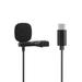 JH-042 Type-C Lavalier Microphone Omni Directional Condenser Microphone Superb Sound for Audio and Video Recording Black