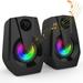 Computer Speakers Stereo 2.0 Usb Multimedia Speaker With Led/volume Control Powered By Usb gaming Pc Laptop Desktopï¼ˆ1 pair-Blackï¼‰