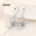 NEHZY – boucles d'oreilles en forme de cœur pour femme bijoux en argent plaqué bleu rose zircone