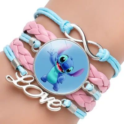 Disney-Bracelet en cuir rempli de verre pour filles bracelet Anime CAN o & Stitch figurine Stitch