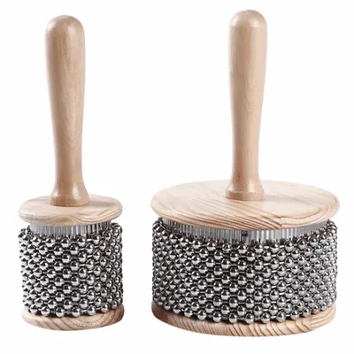 Shaker à main pop perlé en métal cabasa en bois perlage bande de pièce d'irritation taille