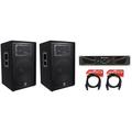 (2) JBL Pro JRX215 15 2000w 8 Ohm PA/DJ Speakers+Crown Power Amplifier+Cables