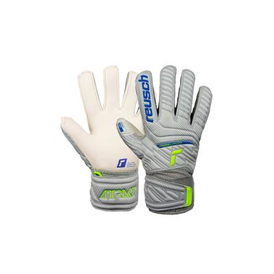 Torwarthandschuhe REUSCH "Attrakt Grip Finger Junior", Kinder, Gr. 7, grau (grau, weiß), 30% Polyester, 25% Elastodien, 9% Polypropylen, 6% Baumwolle, sportlich, Handschuhe, für alle Spielfeldoberflächen Image