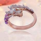 1pc Dragon Shape Diamond Ring Rose Gold Adjustable Rings Alloy for Women Dragon Jewelry for Men and Girl Gift for Valentine s Day Christmas Mother s Day L9R5