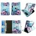 Flower on Blue for Samsung Galaxy Tab A 8.0 Tablet Case Universal Android Cases 360 Rotating Folio Stand Protector Pu Leather Cover Travel e-reader Card Cash Slots Multiple Viewing Angles