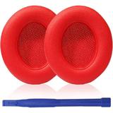 Adhiper Replacement Ear Pads for Beats Studio 2 & 3 (B0501 B0500) Wired & Wireless | Does NOT Fit Beats SOLO | Softer PU Leather Enhanced Foam & Stronger Adhesive(Red)