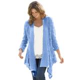 Plus Size Women's Open Front Pointelle Cardigan by Woman Within in French Blue (Size 4X) Sweater