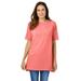 Plus Size Women's Perfect Short-Sleeve Boatneck Tunic by Woman Within in Sweet Coral (Size 4X)