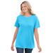 Plus Size Women's Thermal Short-Sleeve Satin-Trim Tee by Woman Within in Paradise Blue (Size 4X) Shirt