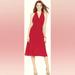 Nine West Dresses | Nine West Halter Ruched Waist Madelyn Dress, Dark Red, Stretchy Size 2 | Color: Red | Size: 2