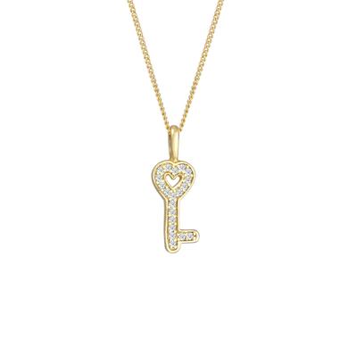 Elli DIAMONDS - Schlüssel Elegant Diamant (0.1 ct.) 585 Gelbgold Ketten Damen