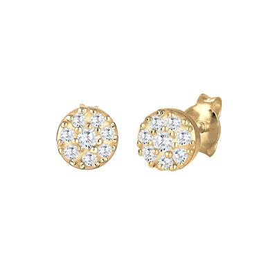 Elli PREMIUM Kreis Geo Klassisch Funkelnd Zirkonia 585 Gelbgold OneSize Damen Image