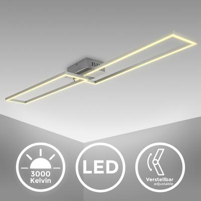 B.K.LICHT LED Deckenleuchte "BK_FR1502 Frame LED-Deckenlampe, 2-flammig, Schwenkbar, Chrom-Alu", grau (chromfarben), B:24,80cm H:8,00cm L:110,00cm, Lampen, 40W, Büroleuchte, 3000 K Warmweißes Licht, 110x24,8x8 cm (LxBxH)