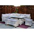 Direct Wicker 5-Piece Grey Wicker Outdoor Conversational Sofa Set with Fire Pit Table and Ottoman