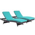 Ergode Convene Chaise Outdoor Patio Set of 2 - Espresso Turquoise