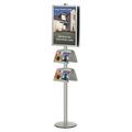 Double Sided 22 x 28-Inch Poster Stand with Literature or Magazine Tray Silver Aluminum (BP8D28MT2)