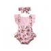 ZIYIXIN Newborn Baby Girl Clothes Polka Dot Print Flower Fly Sleeve Romper Jumpsuit Headband 2Pcs Outfits Pink 0-6 Months