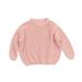 ZIYIXIN Toddler Baby Boy Girl Fall Winter Knit Sweater Long Sleeve Solid Color Pullover Top Warm Sweatsuit Pink 3-4 Years