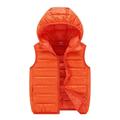 2DXuixsh Kid Boys Coats Child Kids Toddler Baby Boys Girls Sleeveless Winter Solid Coats Hooded Jacket Vest Outer Outwear Outfits Clothes Toddler Girl Coat 6 7 Polyester Orange 160