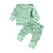 ZIYIXIN Newborn Baby Girls Boys Clothes Floral Printed Long Sleeve Sweatshirt Tops Pants Sets Green 12-18 Months