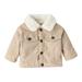ZCFZJW Baby Boys Girls Corduroy Trucker Jacket Kids Toddler Sherpa Lined Top Lapel Button Down Thicked Warm Coat Winter Outerwear(Khaki 9-12 Months)