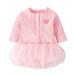 2DXuixsh Baby Outfits for Girls Babys Girls Boys Knit Ribbed Solid Spring Winter Long Sleeve Cardigan Romper Dress Hat Clothes Set Preemie Twin Girls Clothes Cotton Pink 59