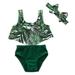 KIMI BEAR Swimming Outfits For Toddler Baby Girls 2T Girls Summer Clothing Set Sweet Banana Leaf Printed Sleeveless Top Briefs Headband 3PCs Set 2-3T Green