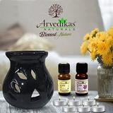 Arvedikas Aroma Diffuser Set with 2 Scented Fragrance Oil & 6 Tealight Candles (Vanilla | Lavender)