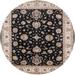 Ahgly Company Machine Washable Indoor Round Industrial Modern Charcoal Black Area Rugs 8 Round