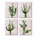 Stupell Industries Bold Pink Desert Cactus Plants Arid Vegetation Graphic Art Gallery Wrapped Canvas Print Wall Art Set of 4 Design by Mia Jensen