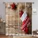 Goory Xmas Luxury Treatments Window Curtain Vintage Living Room Rod Pocket Christmas Curtains Linen Textured Light Filtering Bedroom Drapes Khaki W:51 x H:63 *2Pcs