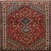 Ahgly Company Machine Washable Indoor Square Traditional Dark Almond Brown Area Rugs 8 Square