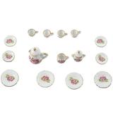 15 pieces Porcelain tea set Dollhouse miniature foods Chinese dishes cup