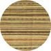 Ahgly Company Machine Washable Indoor Round Abstract Gen Brown Yellow Area Rugs 8 Round