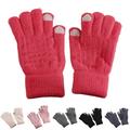 1 Pair Cycling Gloves Full Finger Thickened Touchscreen Thermal Windproof Keep Warm Solid Color Autumn Winter Men Women Motorcycle Riding Gloves for Outdoor Red